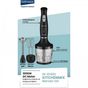 GOLDMASTER KITCHENMIX IN-6140S BLENDER SET SİYAH KL:6'LI