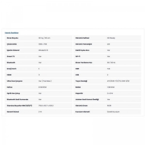 ONVO 32VL80F2HA 32'' ( 81 EKRAN ) TV