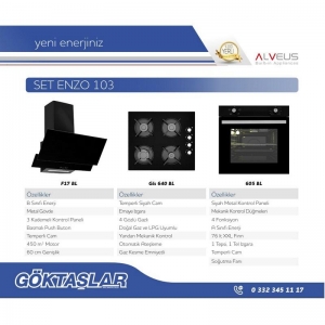 ALVEUS ENZO 103 SİYAH ANKASTRE SET (MFA 605 + GLS 640 + F17/60)