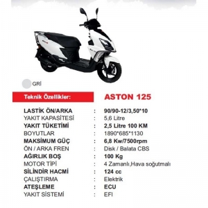 MOTO GUSTO ASTON 125 MOTOR BEYAZ