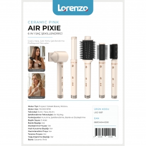 LORENZO - AIR PIXIE 6 İN 1 SAÇ ŞEKİLLENDİRİCİ BLDC CERAMIC PINK KL:4