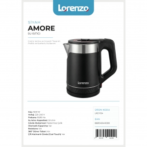 LORENZO - AMORE İNOX SU ISITICISI KAPLAMALI KETTLE KL:6