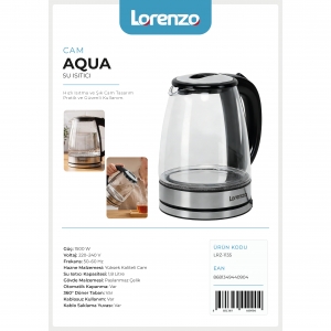 LORENZO - AQUA 1.8 LT CAM SU ISITICI KETTLE KL:6