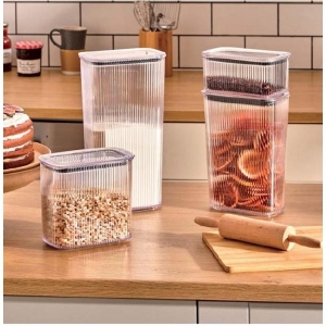 DÜNYA - 2150 ml Çizgi Desenli Kare Food Container KL:18