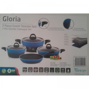 HASCEVHER GLORİA 7 PRÇ SİLİKON TENCERE SETİ SİYAH MAVİ 2.7 MM (18/22TEN/26KAR/26TV) 
