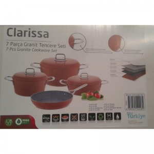 HASCEVHER CLARİSSA 7 PRÇ GRANİT ELMAS SOMON TENCERE SETİ (18/22TEN/26KAR/26TV)