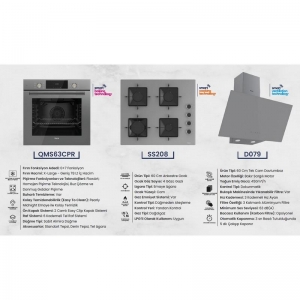 FERRE FLOWART DİGİTAL ANKASTRE SET GRİ (D079-SS208-QMS63CPR)