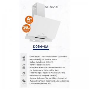 FERRE D064-SA ÇİFT CAMLI GİRİN.DOKUNMATİK 60 CM BEYAZ DAVLUMBAZ