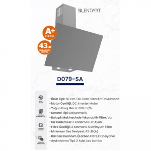 FERRE D079-SA TEK CAMLI DOK. 60CM GRİ DAVLUMBAZ