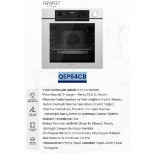 FERRE QEP64CB BEYAZ CAM BUHARLI ANKASTRE FIRIN