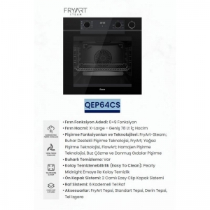 FERRE QEP64CS SİYAH CAM BUHARLI ANKASTRE FIRIN
