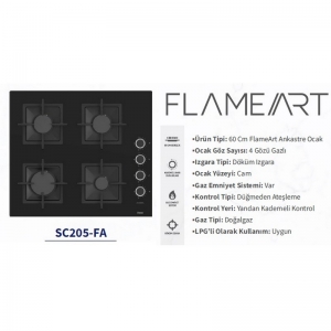 FERRE SC205/FA SİYAH ANKASTRE CAM OCAK