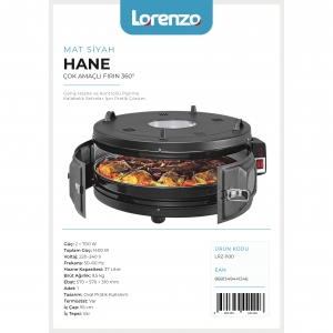 LORENZO - HANE ÇOK AMAÇLI FIRIN 360° MAT SİYAH KL:1