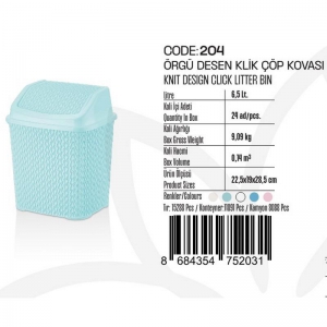 ÖRGÜ DESEN KLİK ÇÖP KOVASI 6,5 LT KL:24