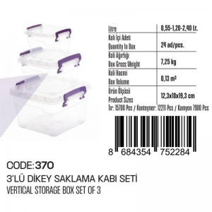 3 LÜ DİKEY SET (0,55-1,20-2,40 LT) KL:24