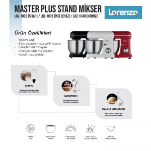 LORENZO MASTERPLUS STAND MIXER İNCİ BEYAZI