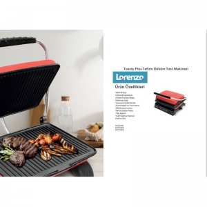 LORENZO TOASTY PLUS TEFLON 6 DİLİM DÖKÜM TOST MAKİNESİ KIRMIZI KL:1