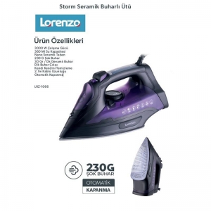 LORENZO STORM 3.000 WATT 230 GR SERAMİK BUHARLI ÜTÜ