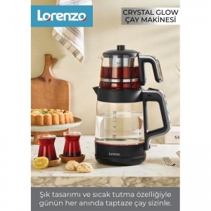 LORENZO - CRYSTAL GLOW CAM ÇAY MAK SİYAH KROM