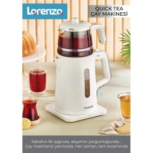 LORENZO - QUICKTEA PLASTİK ÇAY MAK KREM KROM