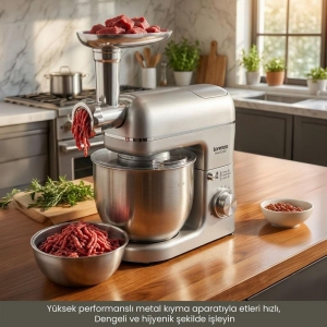 LORENZO - MULTICHEF 3 in 1 HAMUR YOĞURMA BLENDER ET KIYMA MAKİNESİ SİLVER KL:2