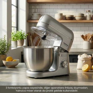 LORENZO - MULTICHEF 3 in 1 HAMUR YOĞURMA BLENDER ET KIYMA MAKİNESİ SİLVER KL:2