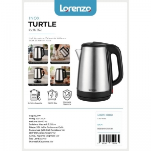 LORENZO - TURTLE 2,2 LT 304 ÇELİK SU ISITICISI 1500 W INOX