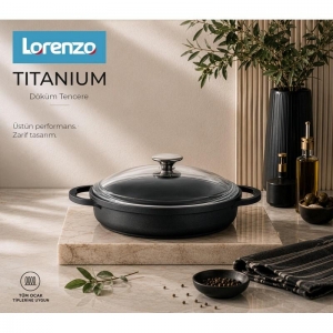 LORENZO - TİTANİUM 26 CM DÖKÜM K. TENCERE SİYAH KL:4