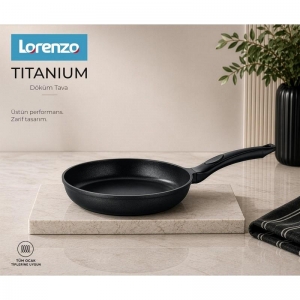 LORENZO - TİTANİUM 20 CM DÖKÜM TAVA SİYAH KL:6