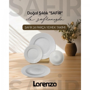 LORENZO SAFİR YEMEK TAKIMI 24 PARÇA KREM KL:1