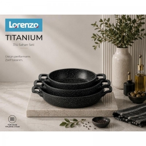 LORENZO - TİTANİUM 3'LÜ SAHAN SETİ 18-20-22 CM KL:4