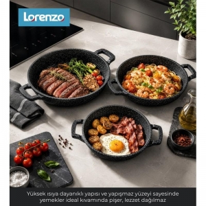 LORENZO - TİTANİUM 3'LÜ SAHAN SETİ 18-20-22 CM KL:4