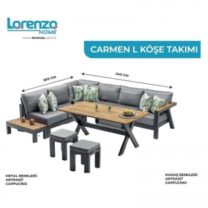 LORENZO HOME - CARMEN L KOLTUK TAKIMI ANTRASİT