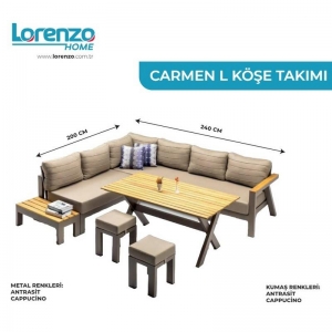 LORENZO HOME CARMEN L KOLTUK TAKIMI CAPPUCİNO