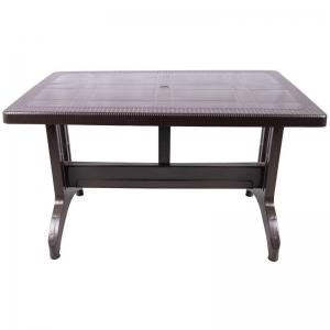 MANDELLA - 70X120 ZEUGMA RATTAN MASA PLASTİK AYAK  - EKO BEYAZ