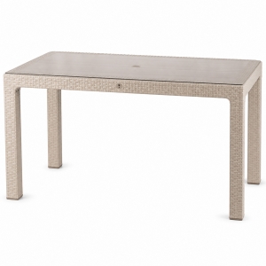 MANDELLA - 70X120 ZEUGMA RATTAN MASA PLASTİK AYAK  - EKO BEJ