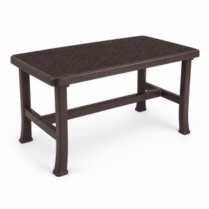 MANDELLA - 70X120 ZEUGMA RATTAN MASA PLASTİK AYAK  - EKO KAHVERENGİ