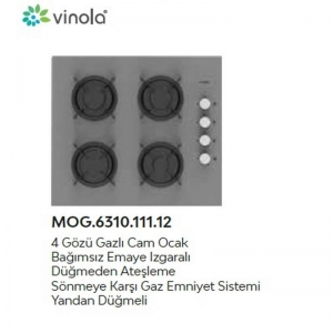 VİNOLA ANKASTRE CAM OCAK 60 CM GRİ