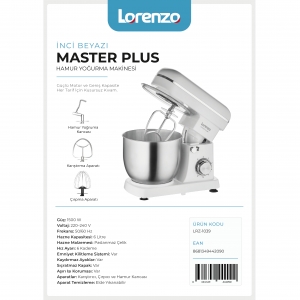 LORENZO - MASTERPLUS STAND MIXER İNCİ BEYAZI KL:2