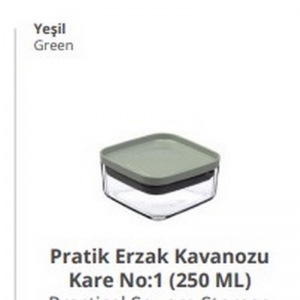 PRATİK ERZAK KAVANOZU KARE NO:1 (250 CC) KL:36