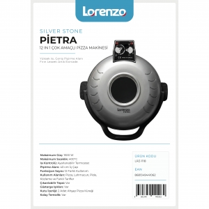 LORENZO - PİETRA 12 in 1 ÇOK AMAÇLI PİZZA MAKİNESİ SİLVER STONE KL:3