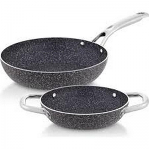 HASCEVHER DORA GRANİT 2 PARÇA SAHAN&TAVA SETİ (18 SAHAN/22TAVA) 2.2 MM GRİ