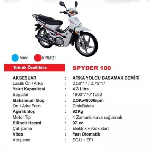 MOTO GUSTO SPYDER 100 CUP MOTOR BEYAZ