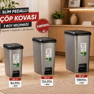 ALACA - 20 LT PEDALLI SLİM ÇÖP KOVASI ANTRASİT KL:10 LU