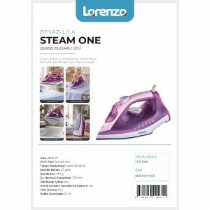 LORENZO - STEAM ONE 2.600 WATT 190 GR SERAMİK BUHARLI ÜTÜ KL:6