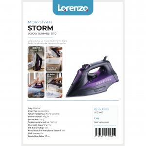 LORENZO - STORM 3.000 WATT 230 GR SERAMİK BUHARLI ÜTÜ KL:6