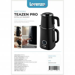 LORENZO - TEAZEN PRO DİJİTAL ÇAY MAKİNESİ MAT SİYAH KL:4