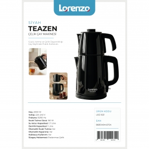 LORENZO - TEAZEN ÇELİK ÇAY MAKİNESİ SİYAH KL:4