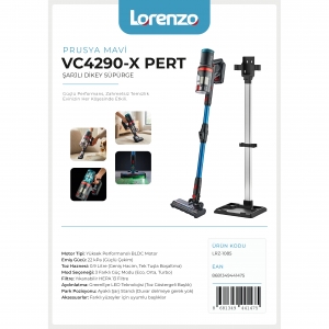 LORENZO - VC4290 X-PERT 380 W BLDC DİKEY ŞARJLI SÜPÜRGE PRUSYA MAVİSİ