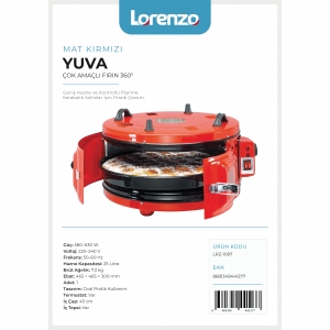 LORENZO - YUVA ÇOK AMAÇLI FIRIN 360° MAT KIRMIZI KL:1